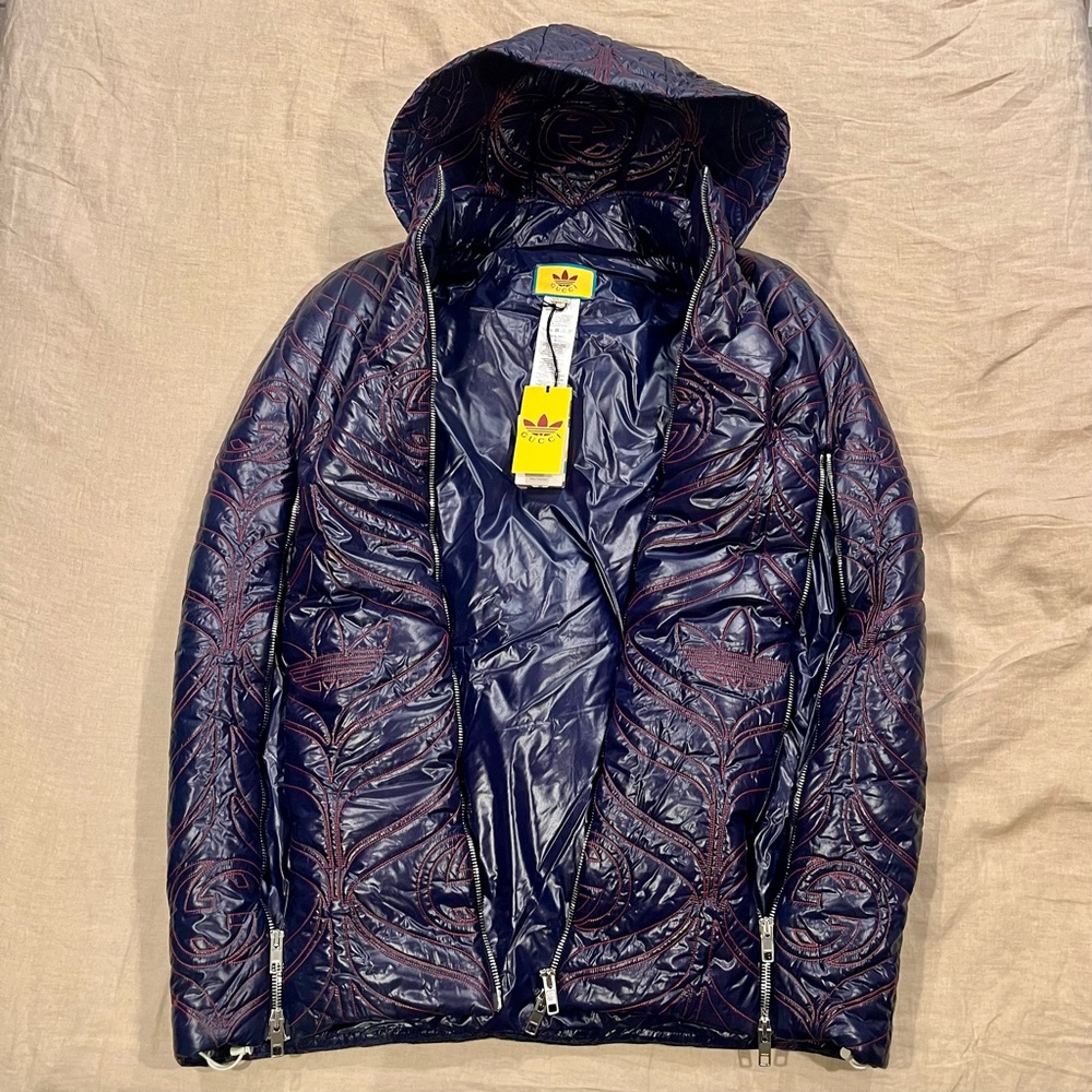 $4300 Gucci X Adidas Embroidered GG Logo Puffer Jacket - Picture 5 of 14